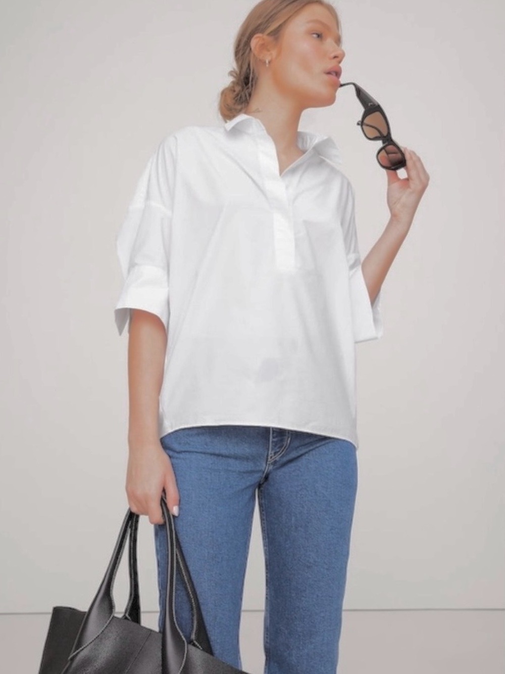 Banana Republic popover white top, S